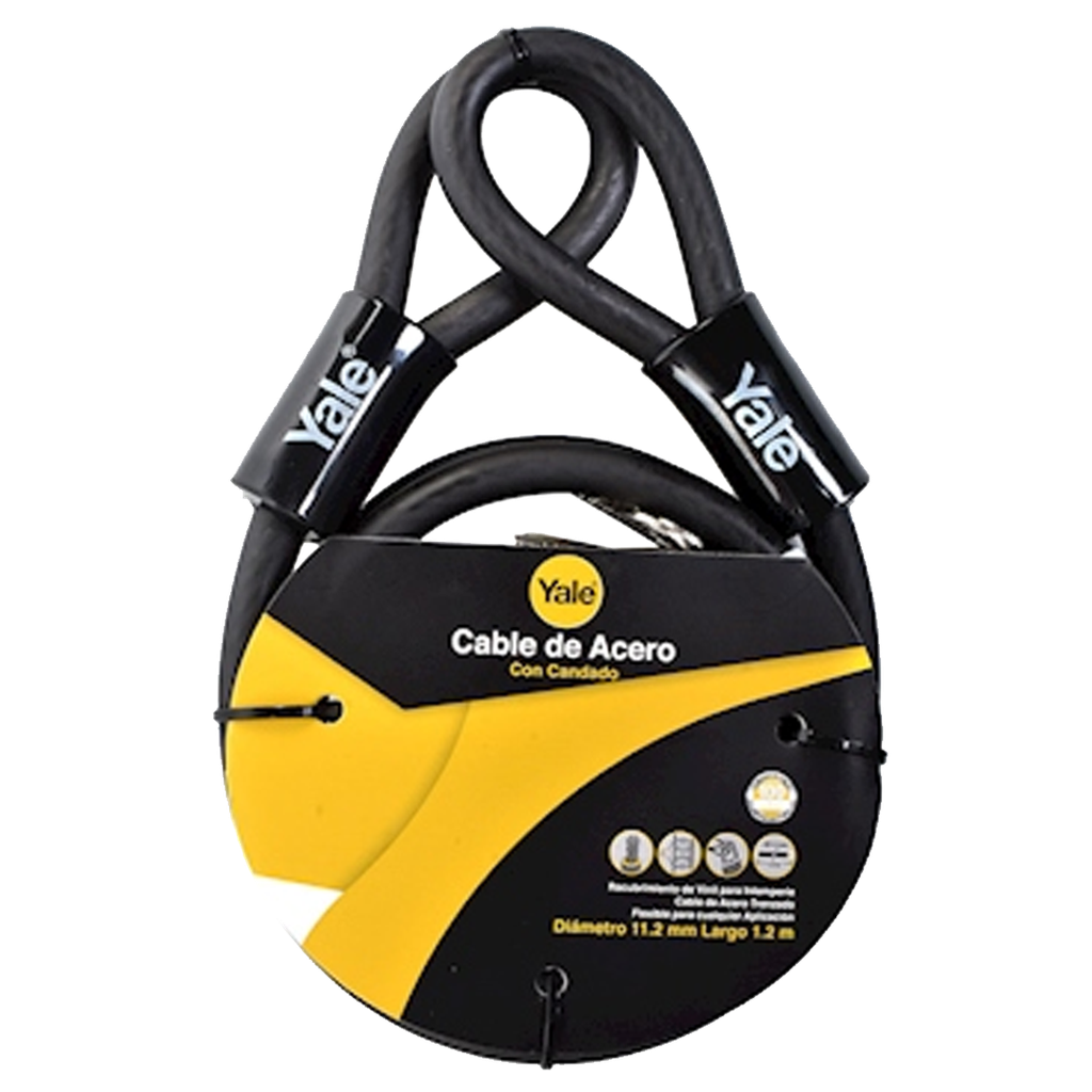 CABLE YALE FLEXIBLE REFORZADO CANDADO 11.2 X 1200 MM